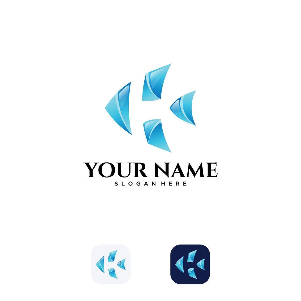 Abstract and modern H letter shape Fish logo design vector