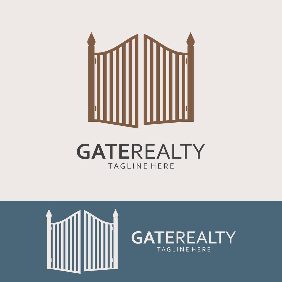 Flat Design Gate Logo Vector Illustration