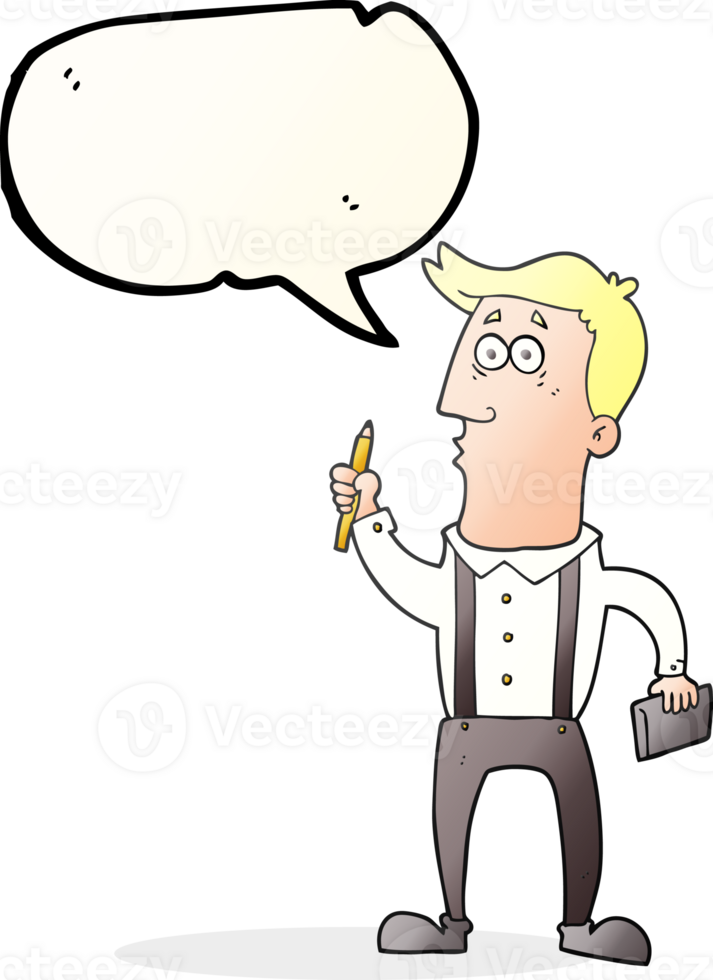 speech bubble cartoon man with notebook png
