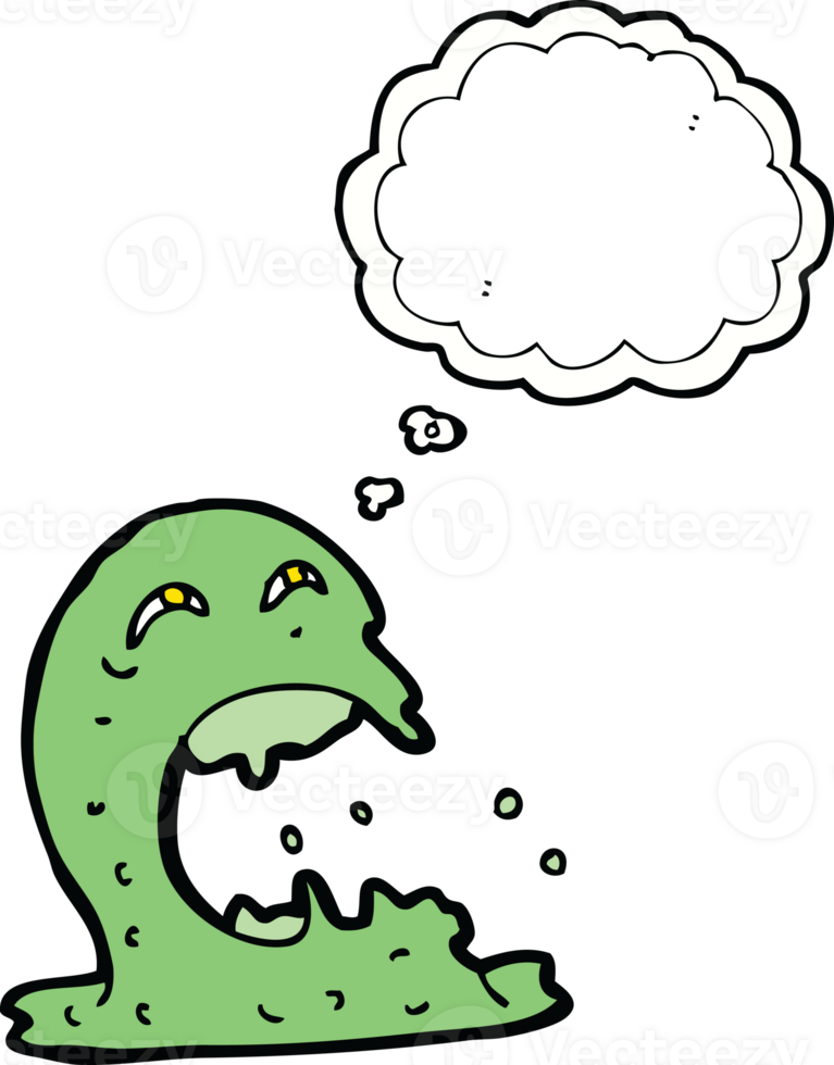 cartoon gross ghost with thought bubble png