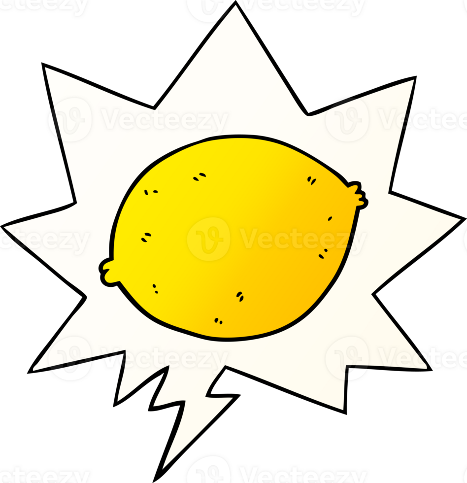 cartoon lemon and speech bubble in smooth gradient style png