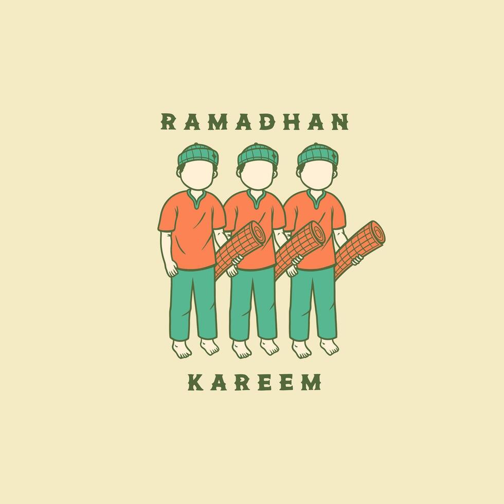 hand drawn ramadhan kareem character man illustration vector