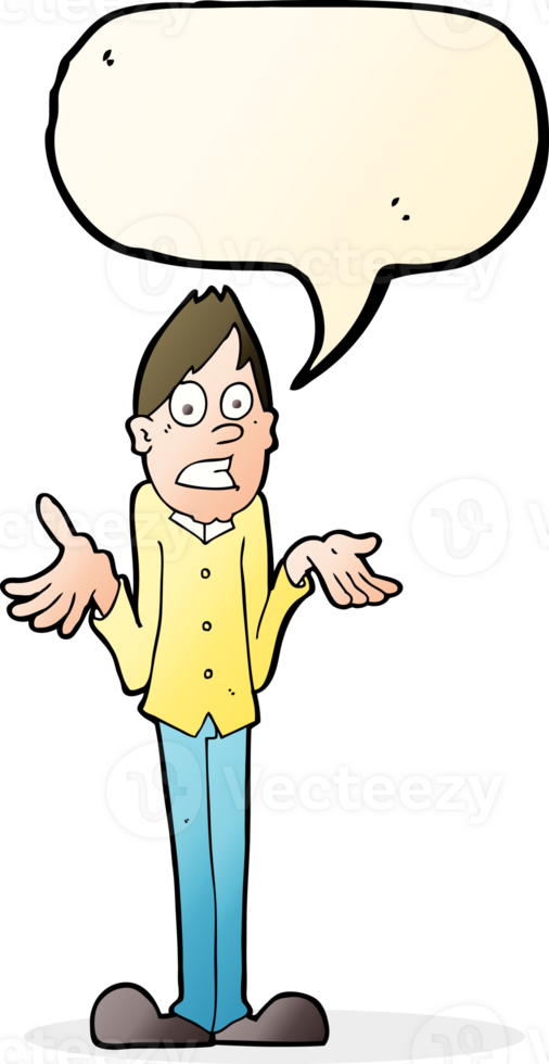 cartoon man shrugging shoulders with speech bubble png