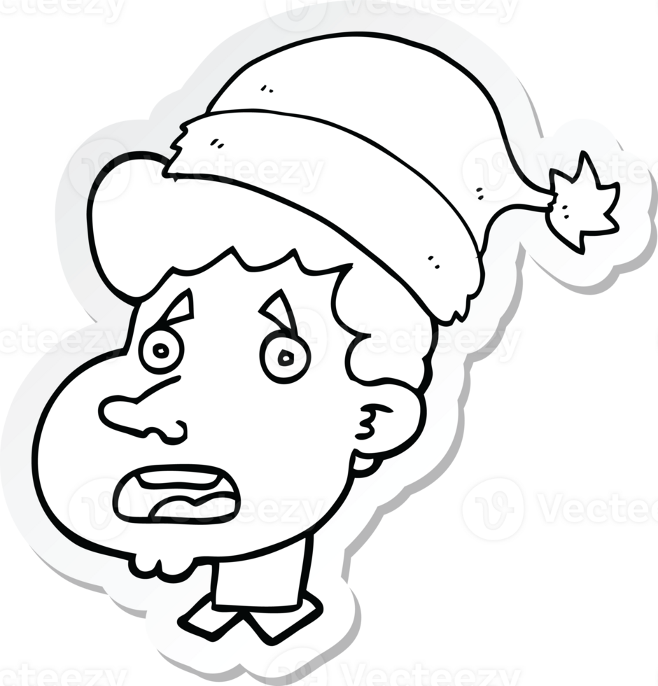 sticker of a cartoon man wearing christmas hat png