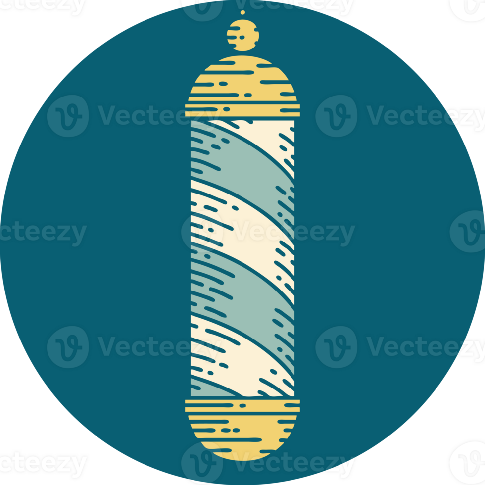 tattoo style icon of a barbers pole png