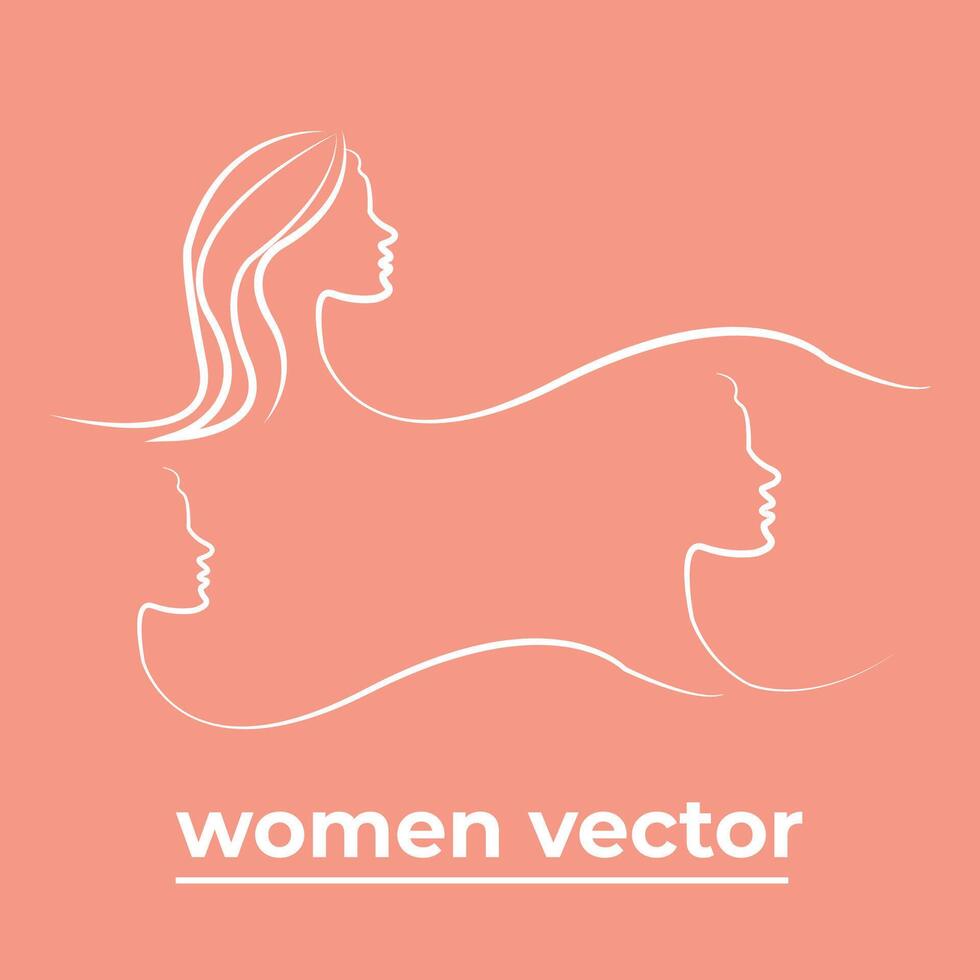 vector logo para belleza salón con hermosa mujer silueta