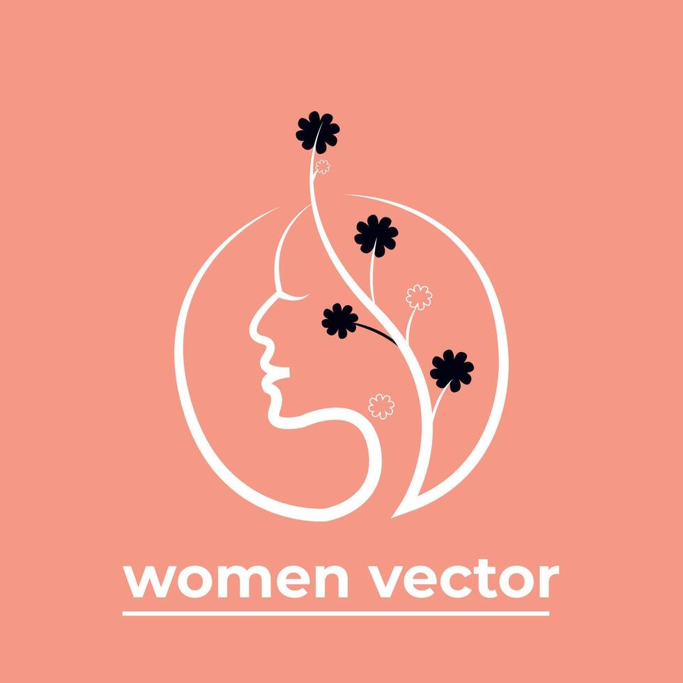 Vector logo for beauty salon with beautiful woman silhouette