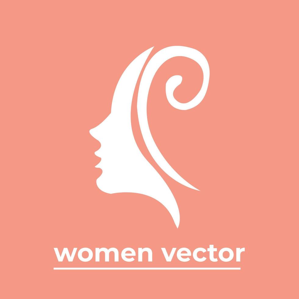 vector logo para belleza salón con hermosa mujer silueta