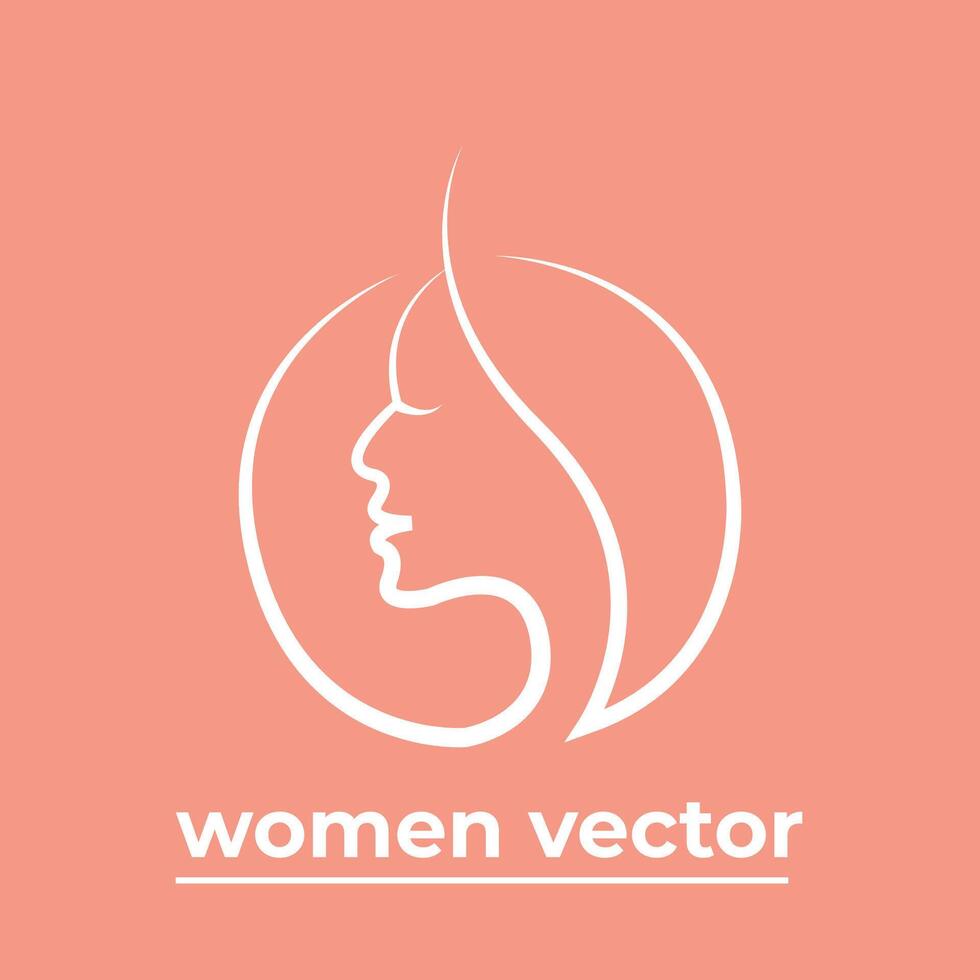 vector logo para belleza salón con hermosa mujer silueta