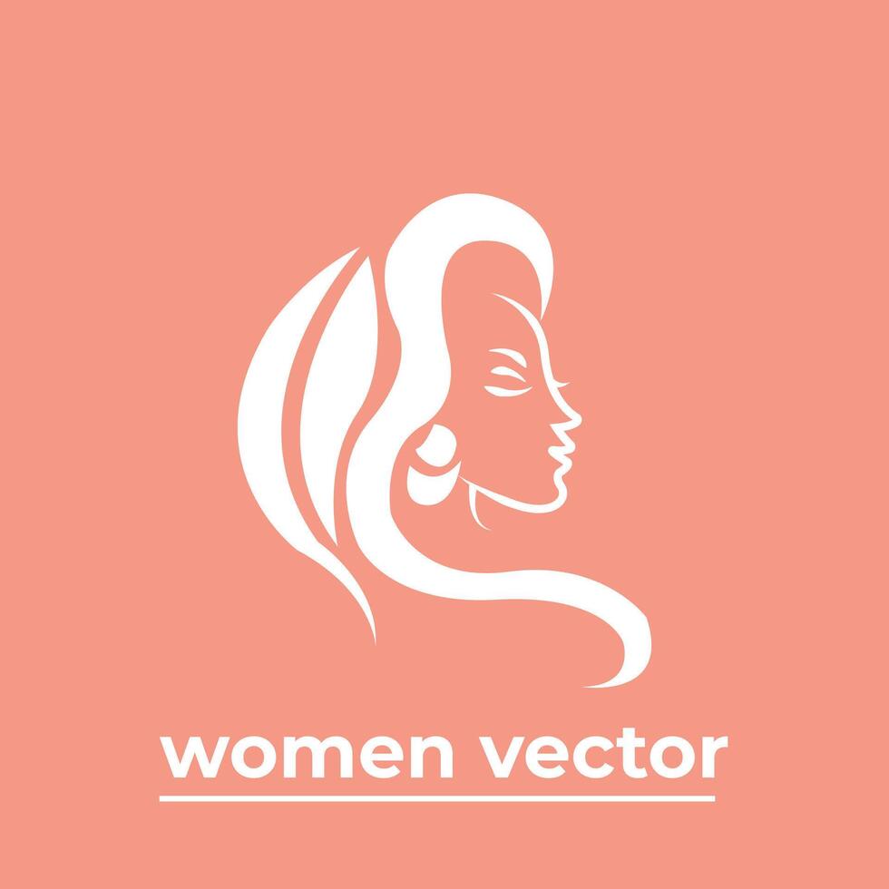 vector logo para belleza salón con hermosa mujer silueta