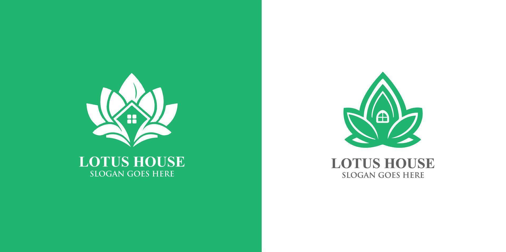 Lotus house logo design with creative concept  free Vector