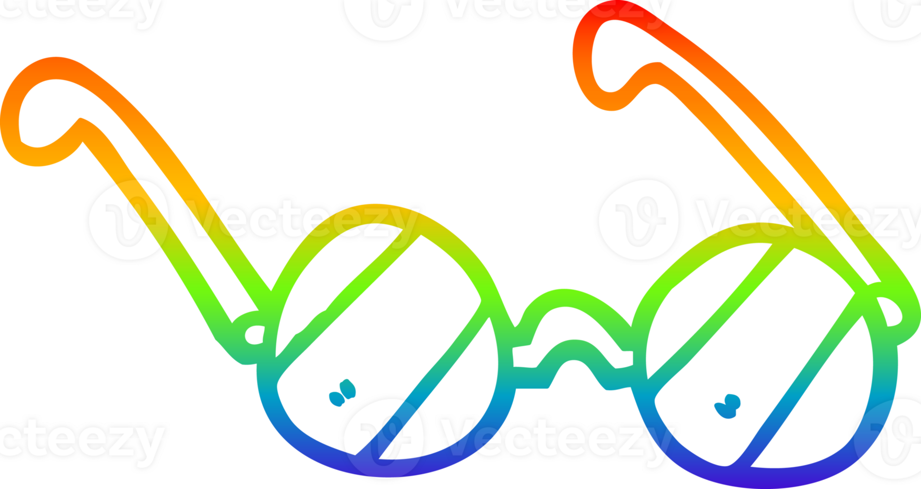 rainbow gradient line drawing cartoon glass spectacles png