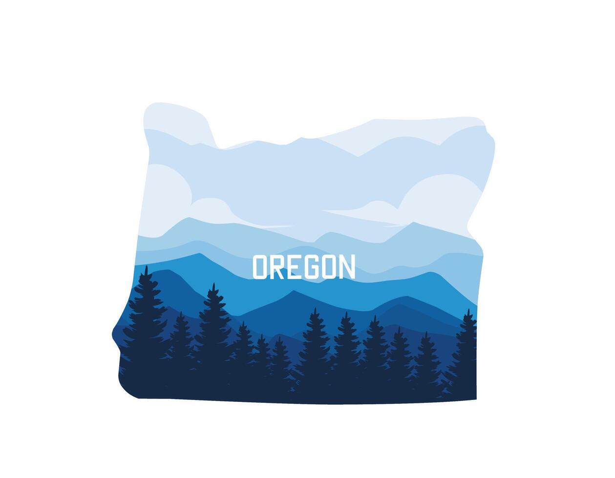 vector of nature landscape in oregon state usa perfect for print, apparel design, etc
