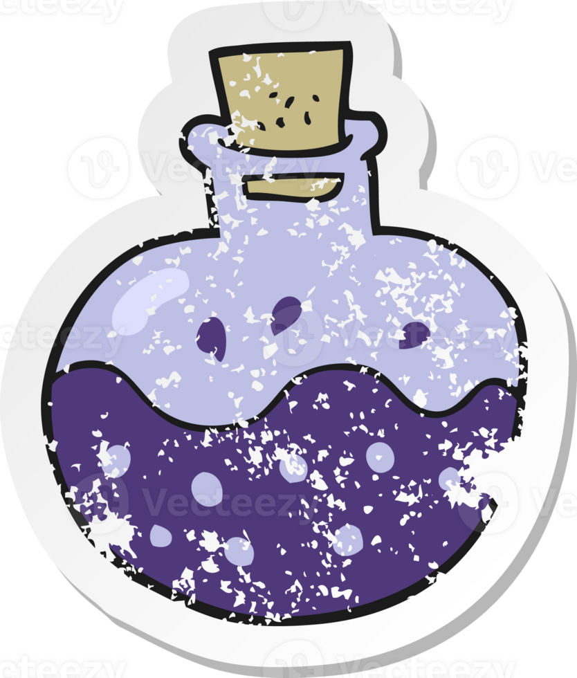 retro distressed sticker of a cartoon science potion png
