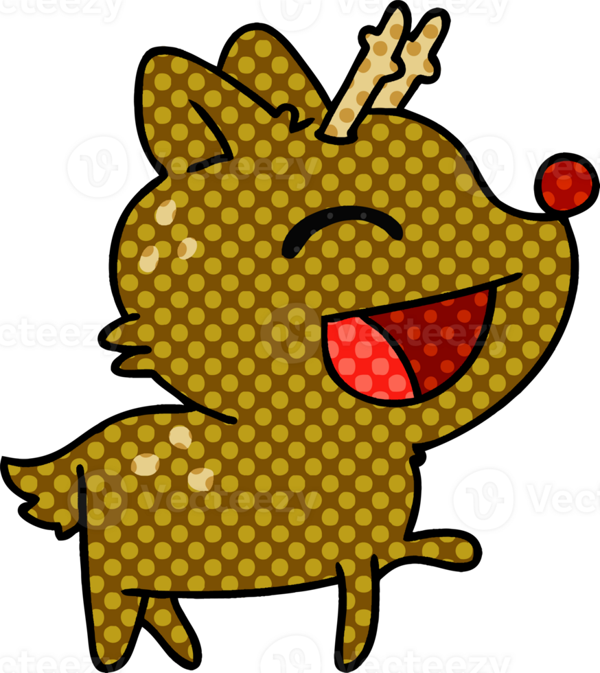 cartoon of cute red nosed reindeer png