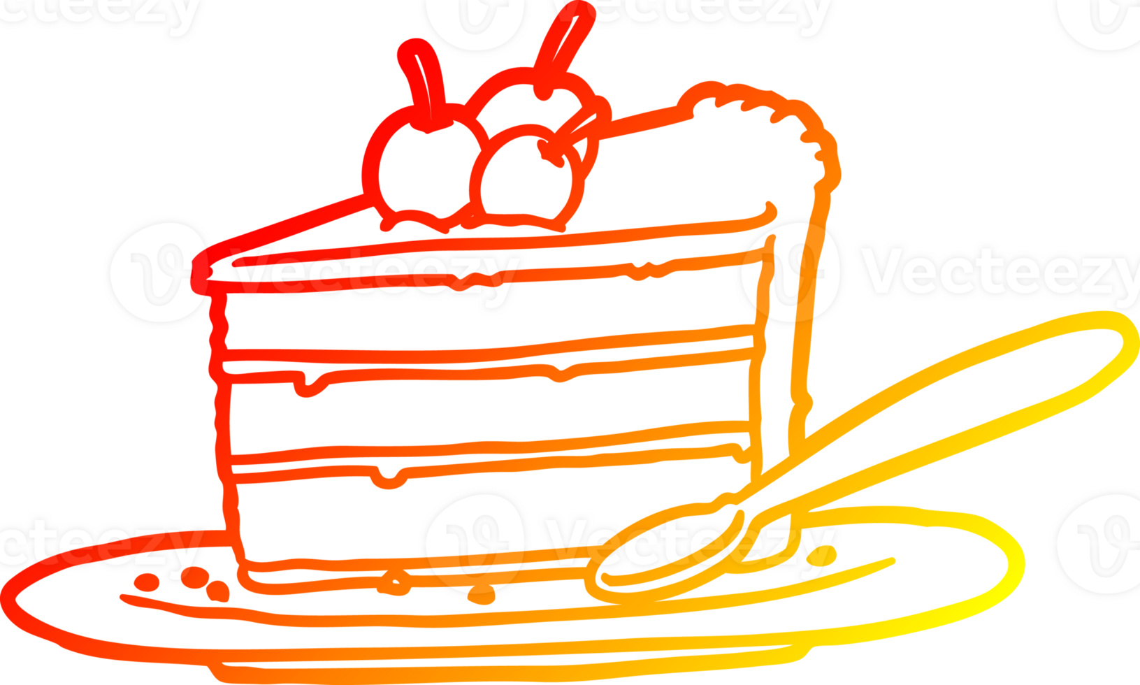 warm gradient line drawing expensive slice of chocolate cake png