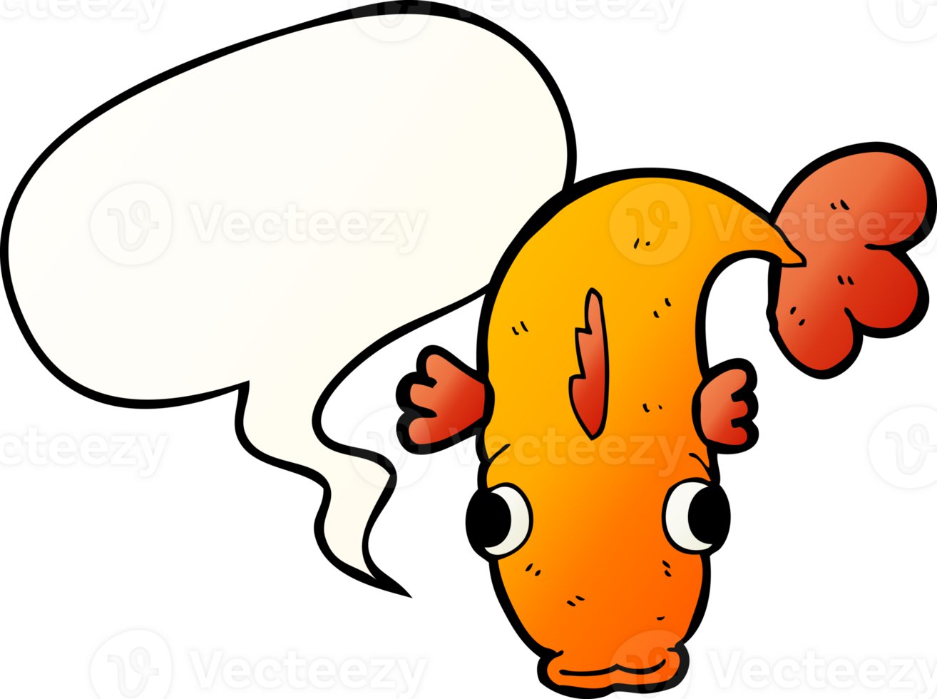 cartoon fish and speech bubble in smooth gradient style png