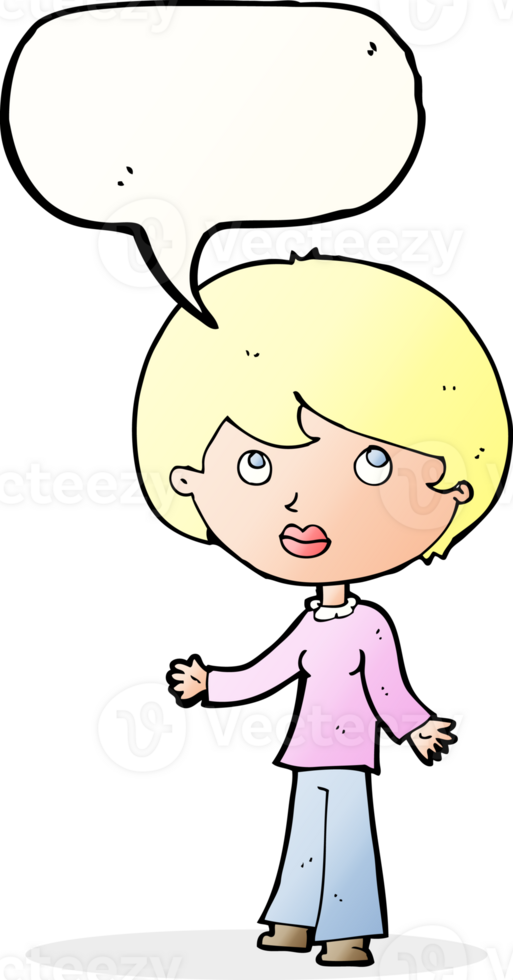 cartoon woman thinking with speech bubble png