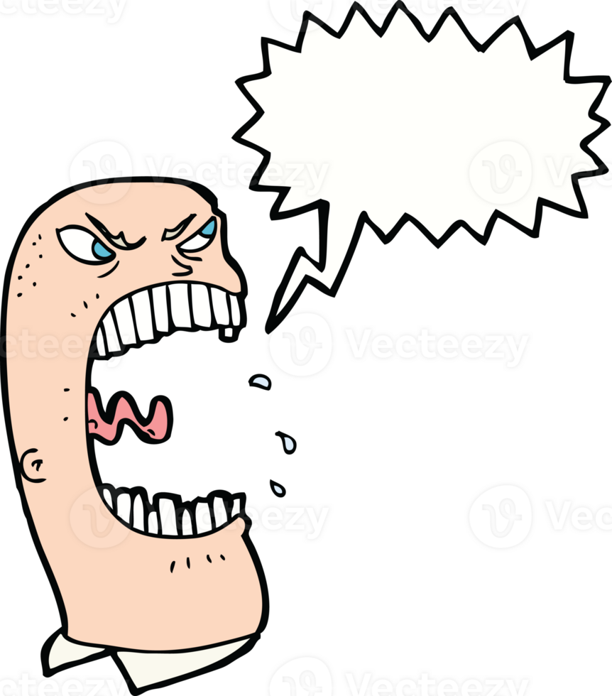 cartoon furious man shouting with speech bubble png