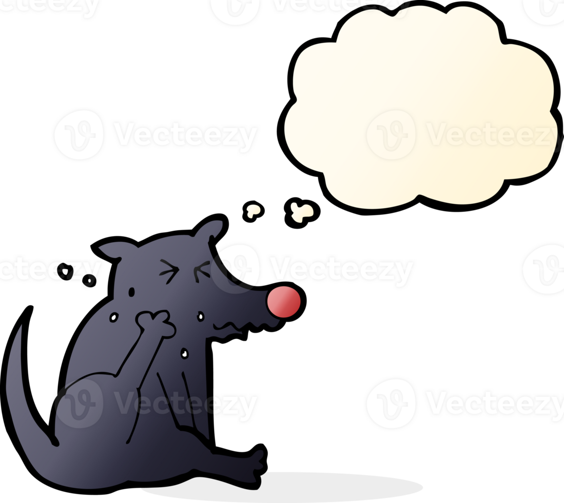 cartoon dog scratching with thought bubble png