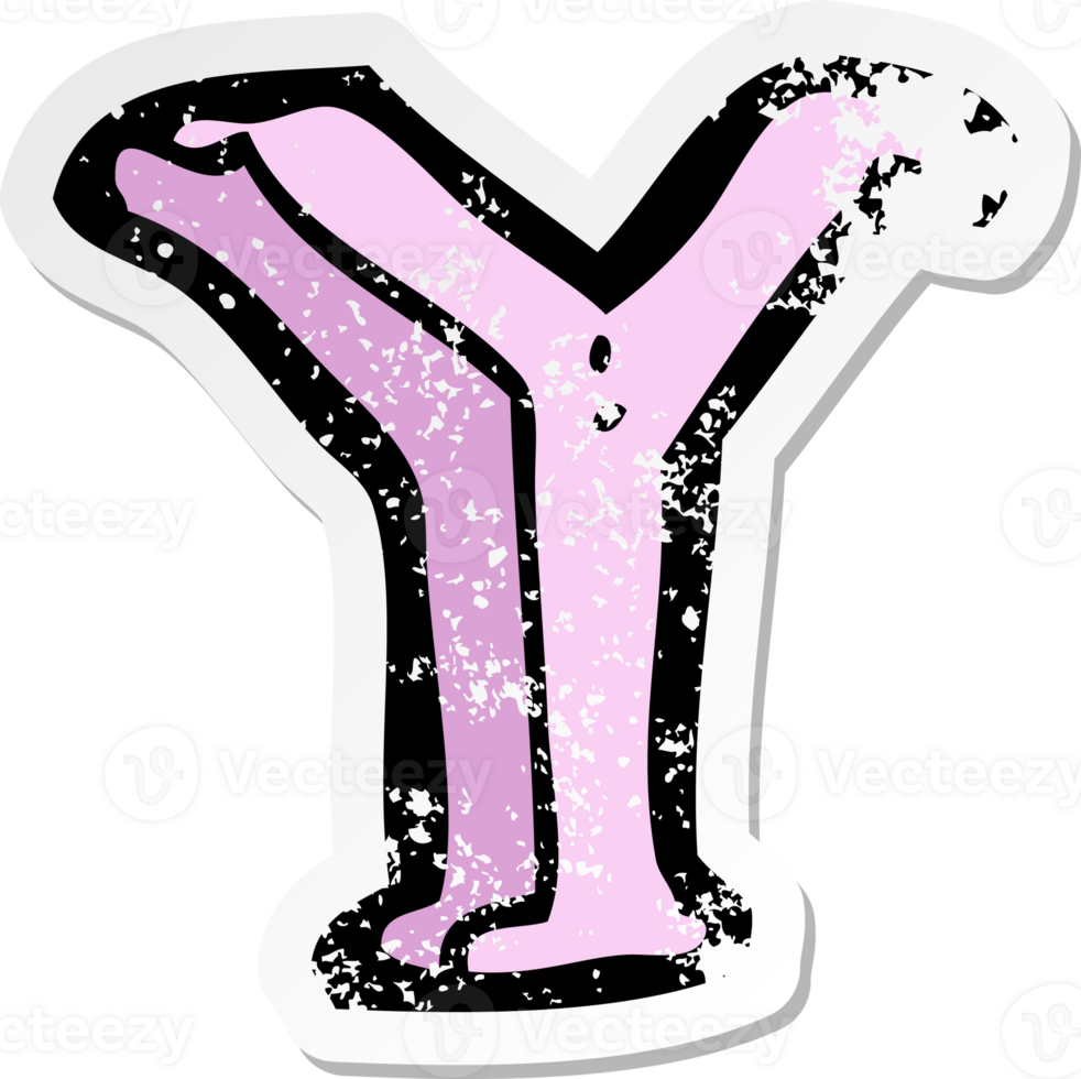 retro distressed sticker of a cartoon letter Y png