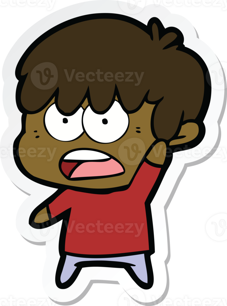 sticker of a worried cartoon boy png