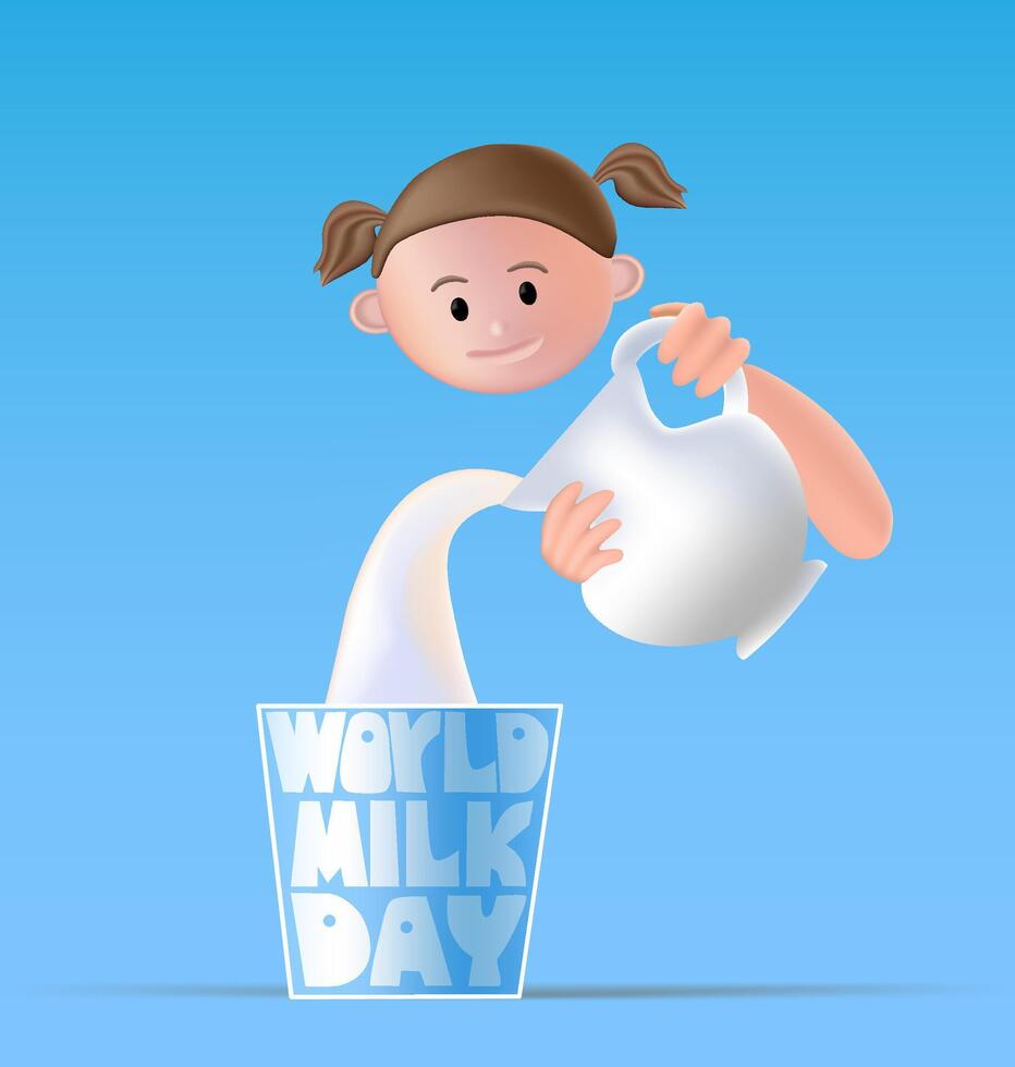 World milk day 3d realistic design vector graphics