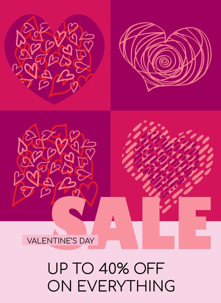 Valentine day sale promotional vector banner or poster