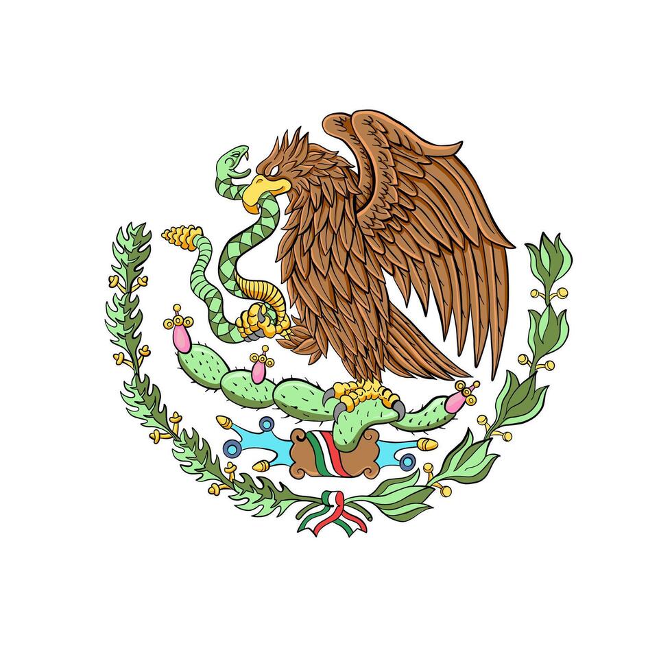 mexico bandera el águila y serpiente, símbolo desde el bandera de México. vector ilustración