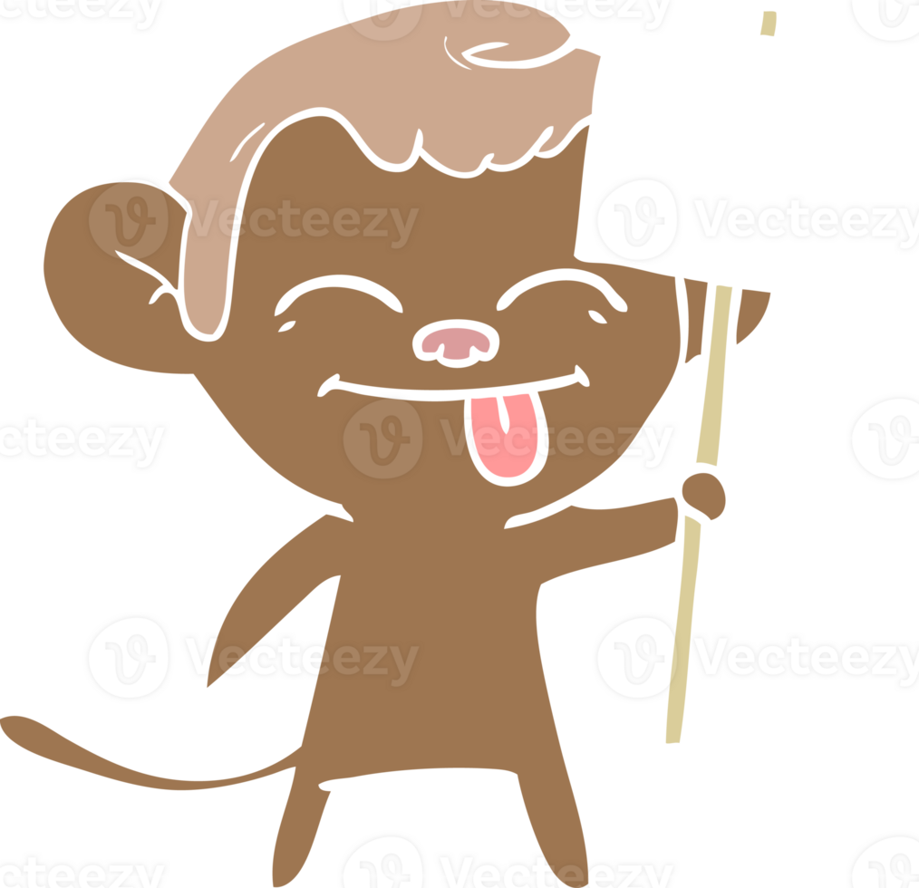 funny flat color style cartoon monkey with placard png