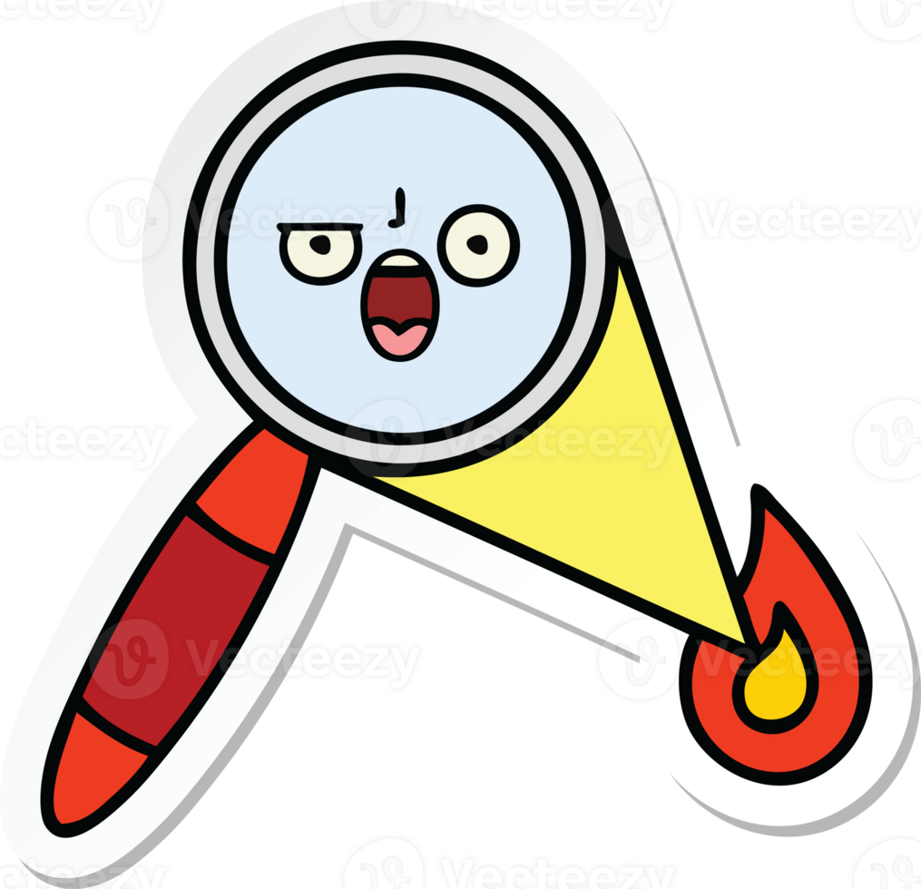 sticker of a cute cartoon magnifying glass png