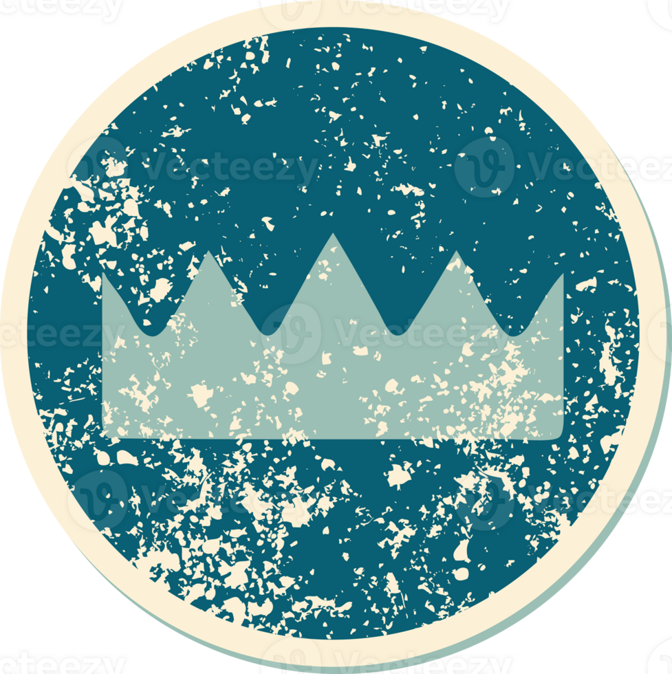 distressed sticker tattoo style icon of a crown png