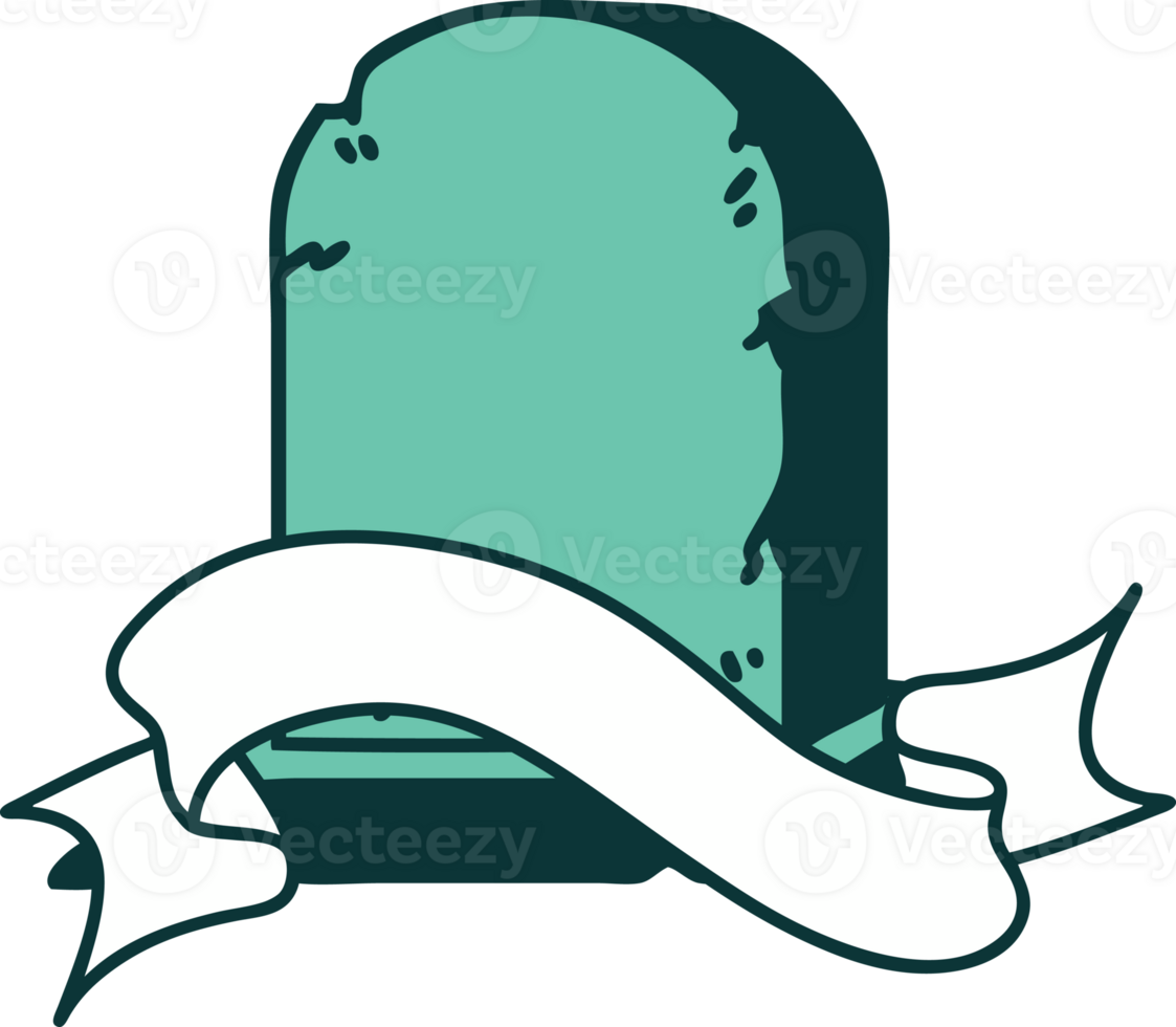 tattoo with banner of a grave stone png