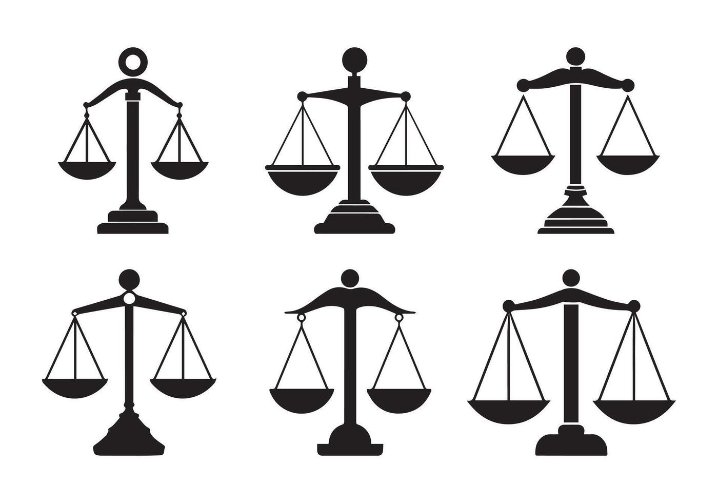 resumen vector justicia escala icono conjunto diseño modelo