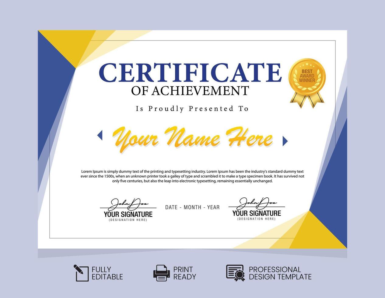 Certificate of Appreciation Design Template. Certificate of Achievement Design Template vector