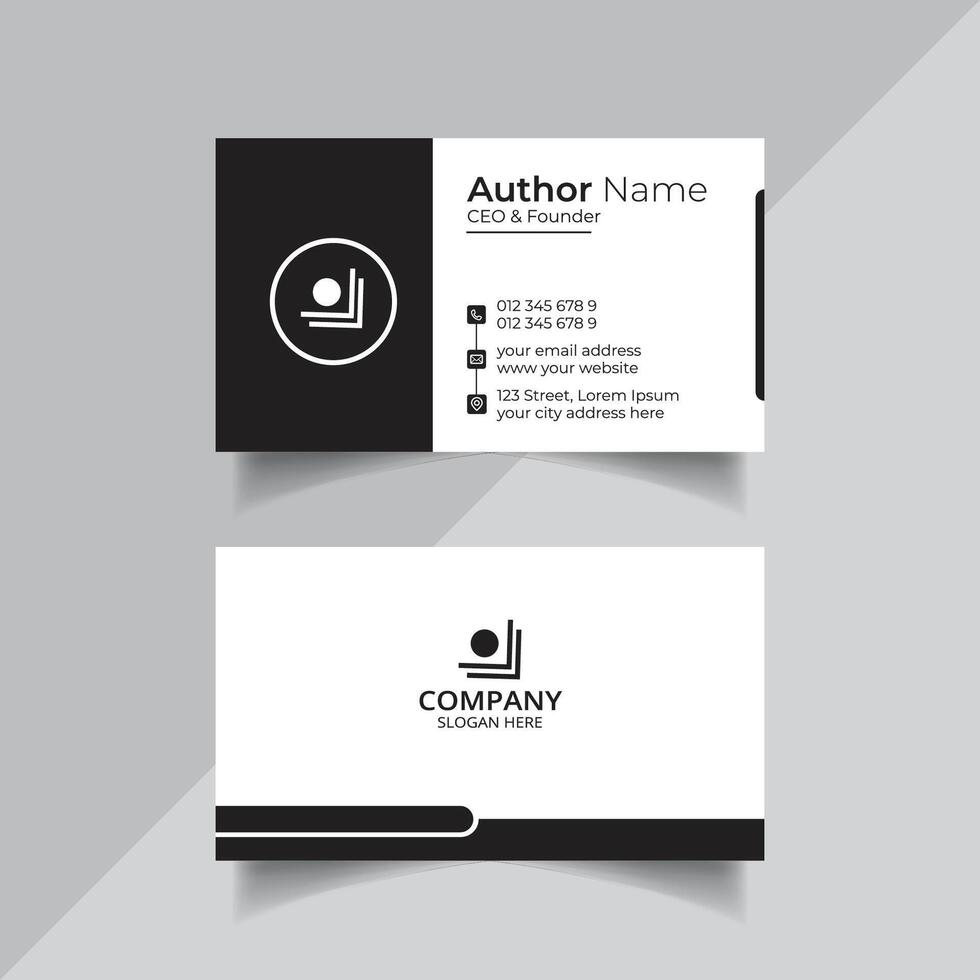 Vector clean style black color business card template or visiting card design