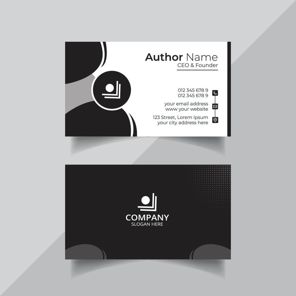 Vector clean style black color business card template or visiting card design