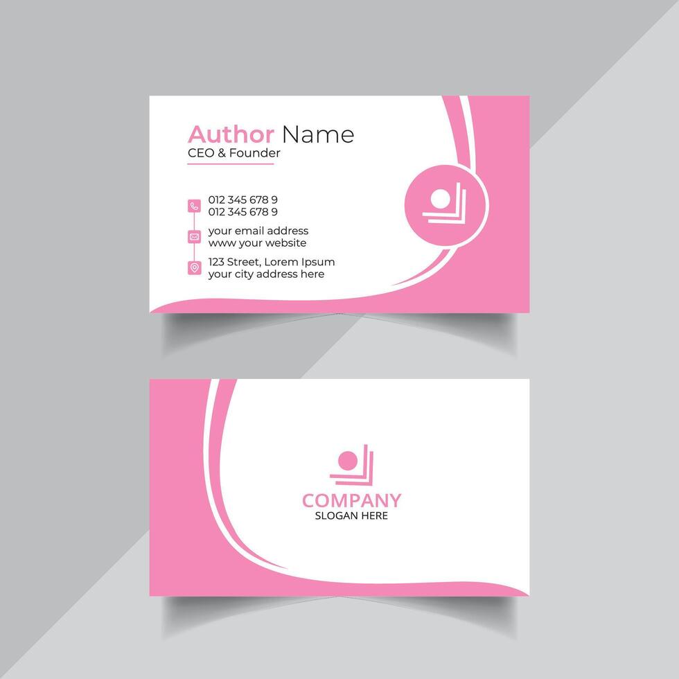 Vector clean style pink color business card template or visiting card design