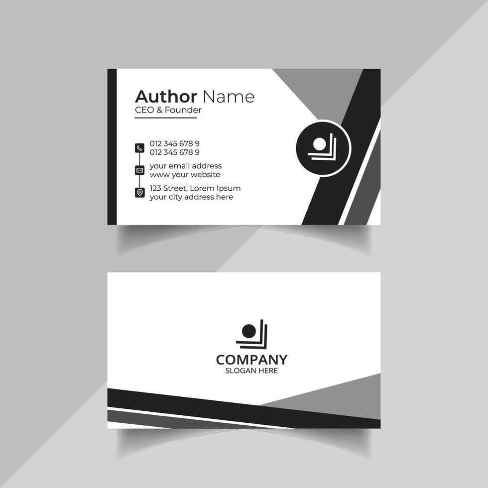 Vector clean style black color business card template or visiting card design