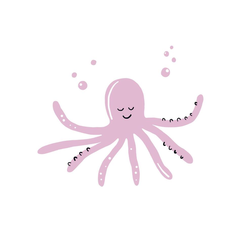 pulpo vector aislado. ilustración en blanco antecedentes. dibujos animados linda personaje