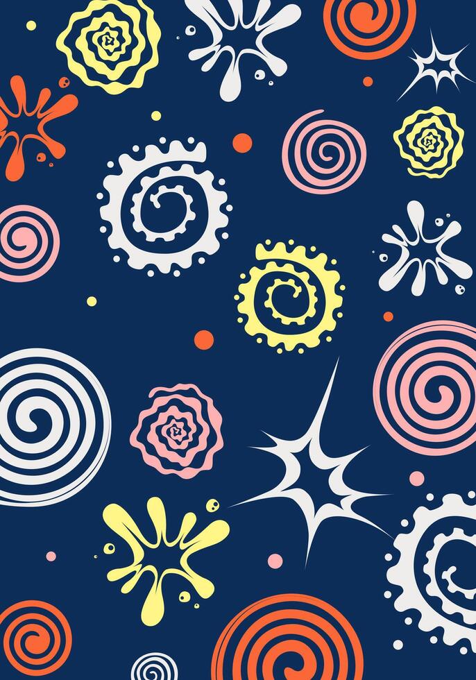 Abstract swirl background pattern vector illustration fabric textile design template, art print editable