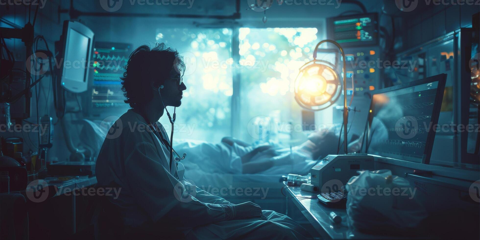 AI Generated Team surgeon at work on operating in hospital. photo