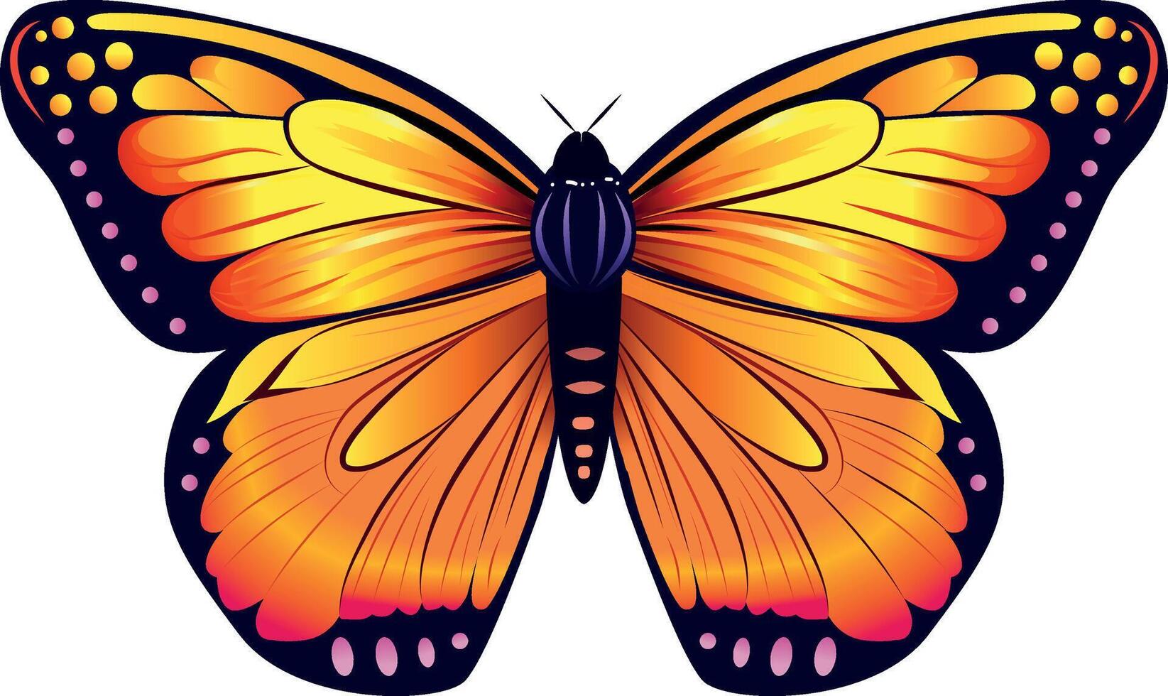 Orange butterfly realistic vector illustration.