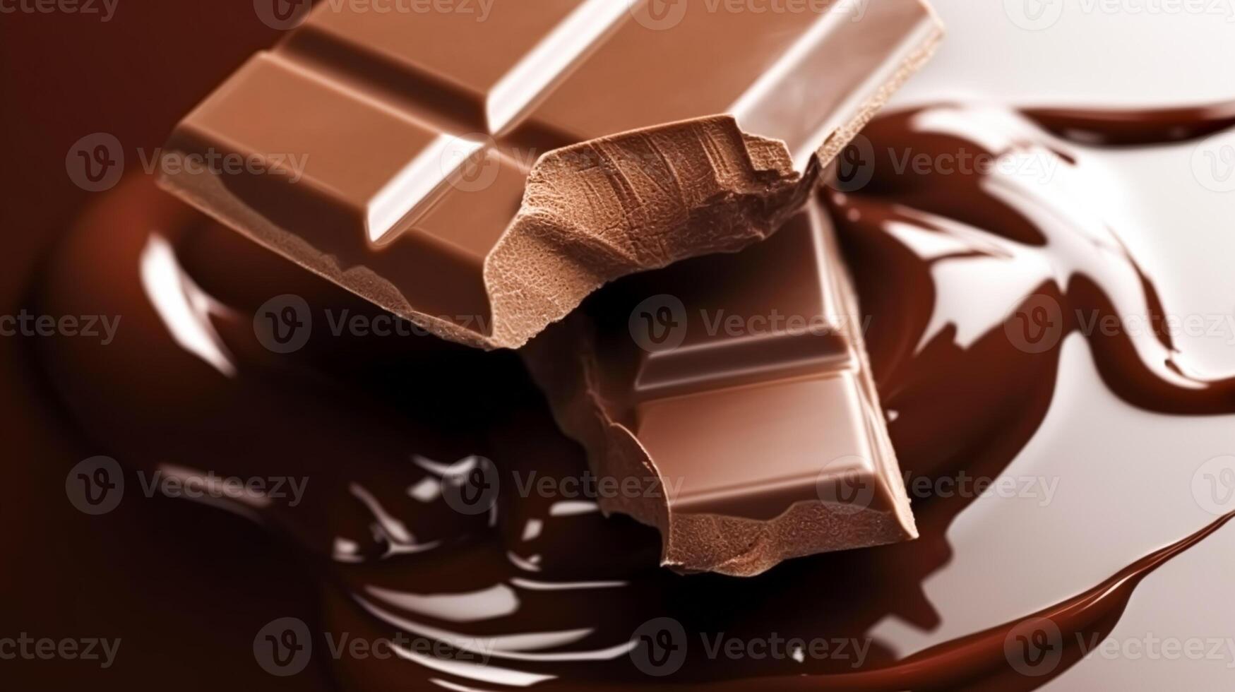 AI generated Chocolate, food and sweets, crushed fresh milk chocolates bars, generative ai photo