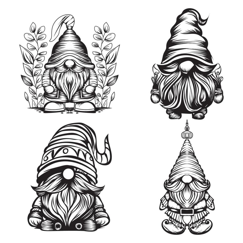 set of Christmas gnomes vector art design