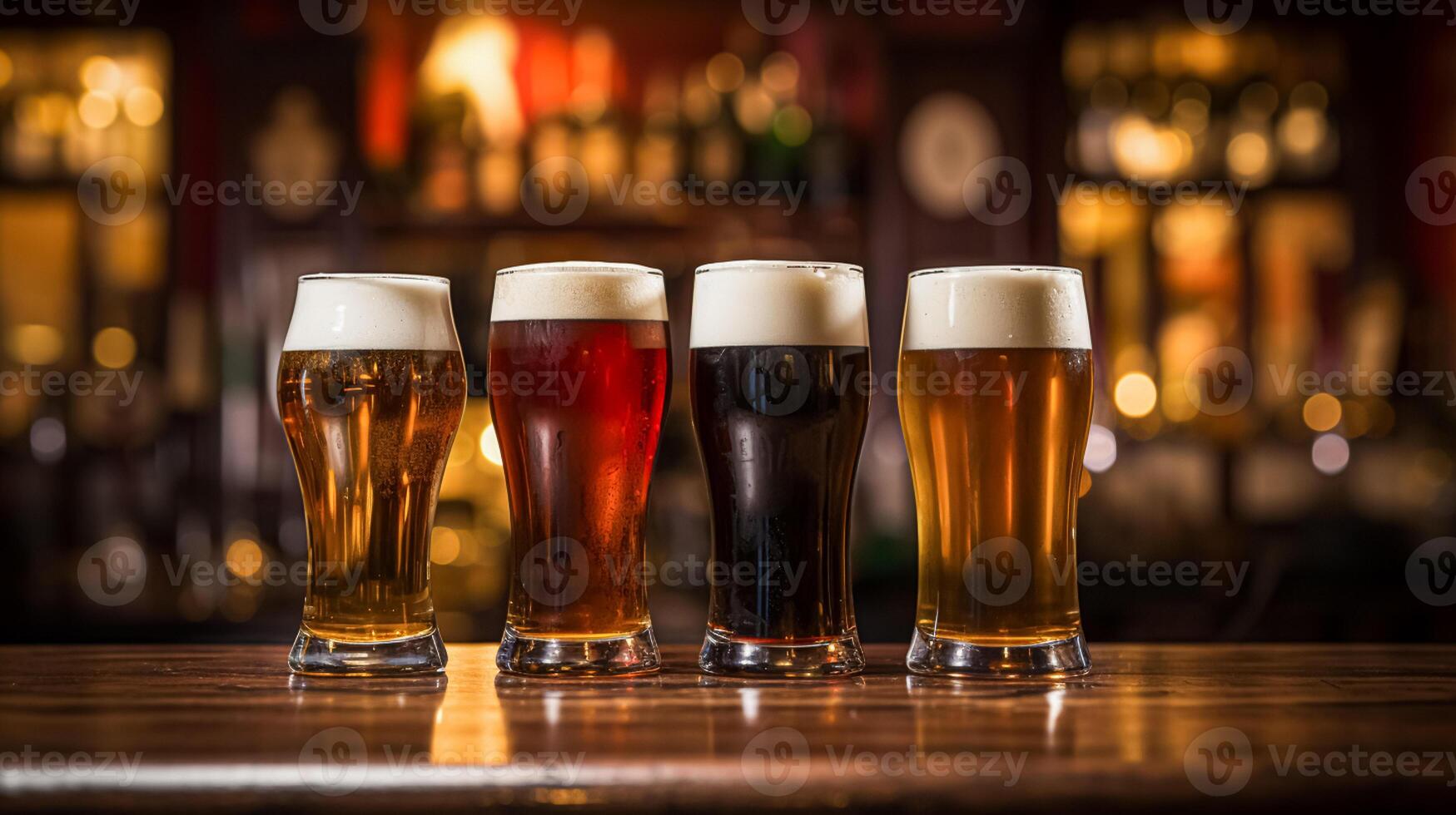 AI generated Beer in the English countryside pub, drink flavour, holiday and celebration photo
