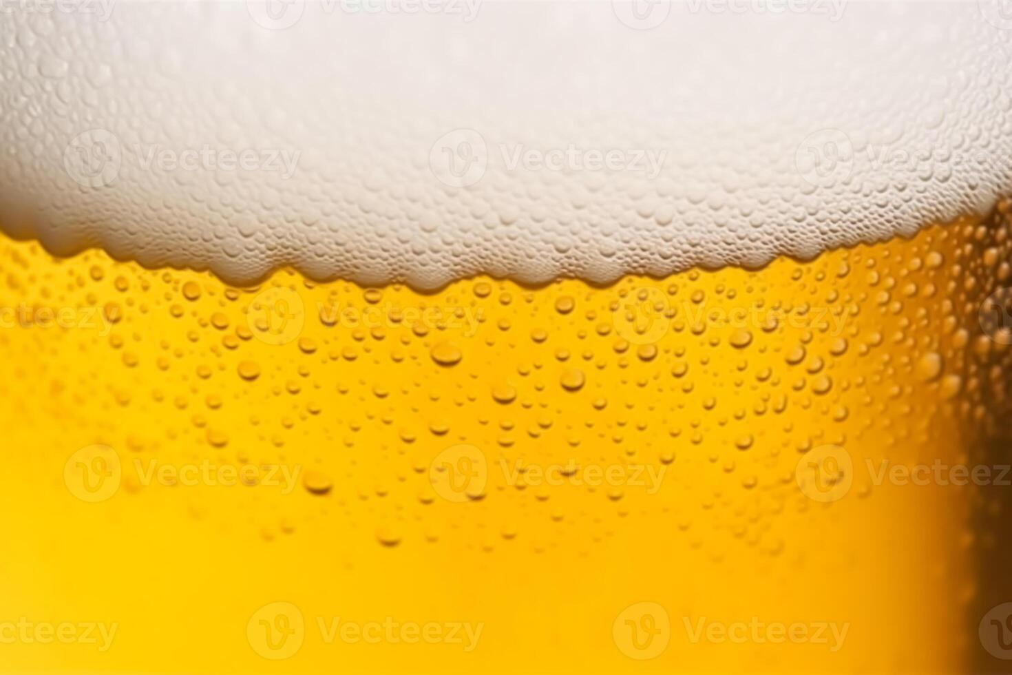 AI generated Close-up glass of cold beer with foam as texture and background, post-processed, generative ai photo