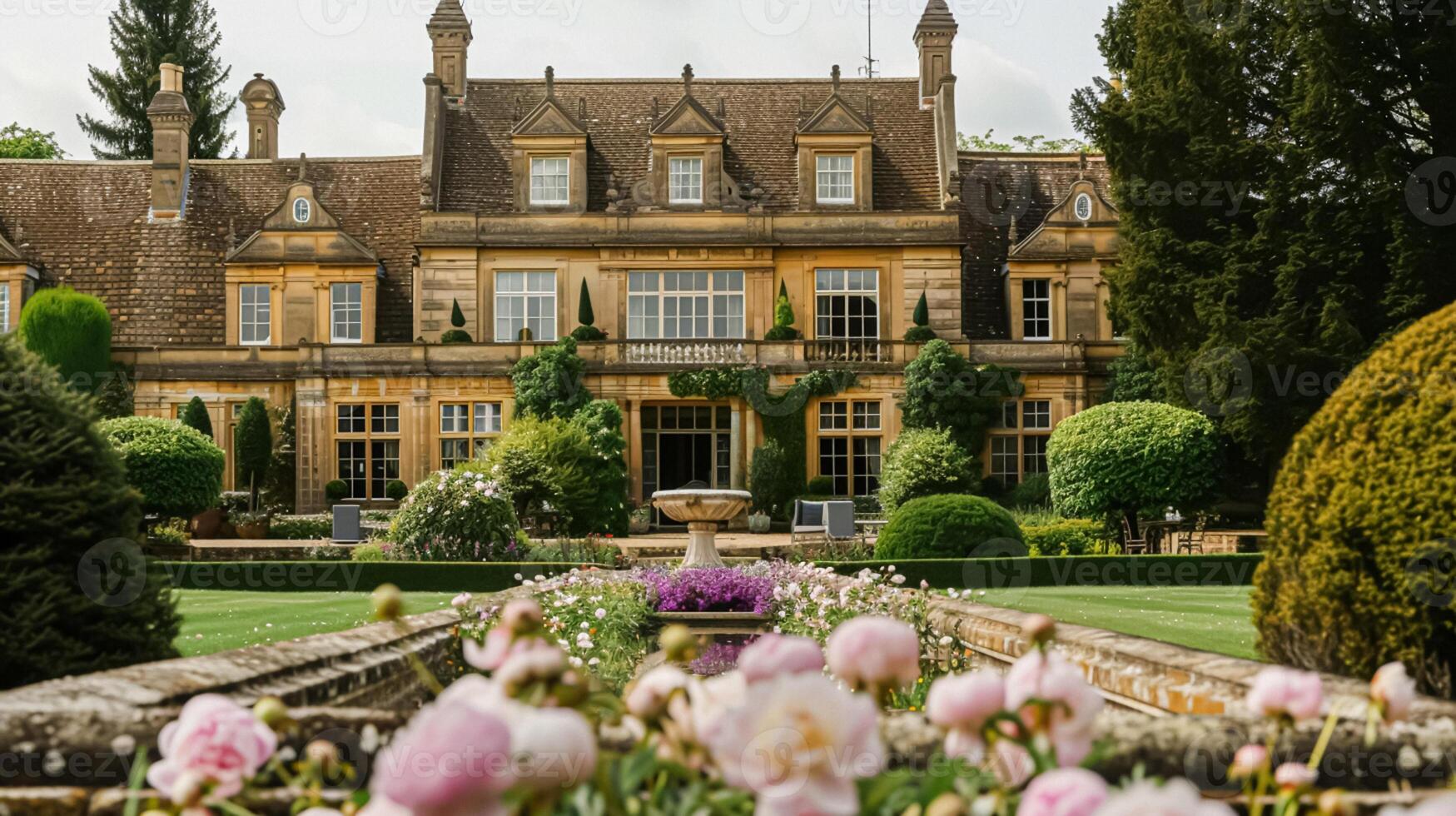 ai generado Boda decoración con peonias, floral decoración y evento celebracion, peonía flores y Boda ceremonia en el jardín, Inglés país estilo foto