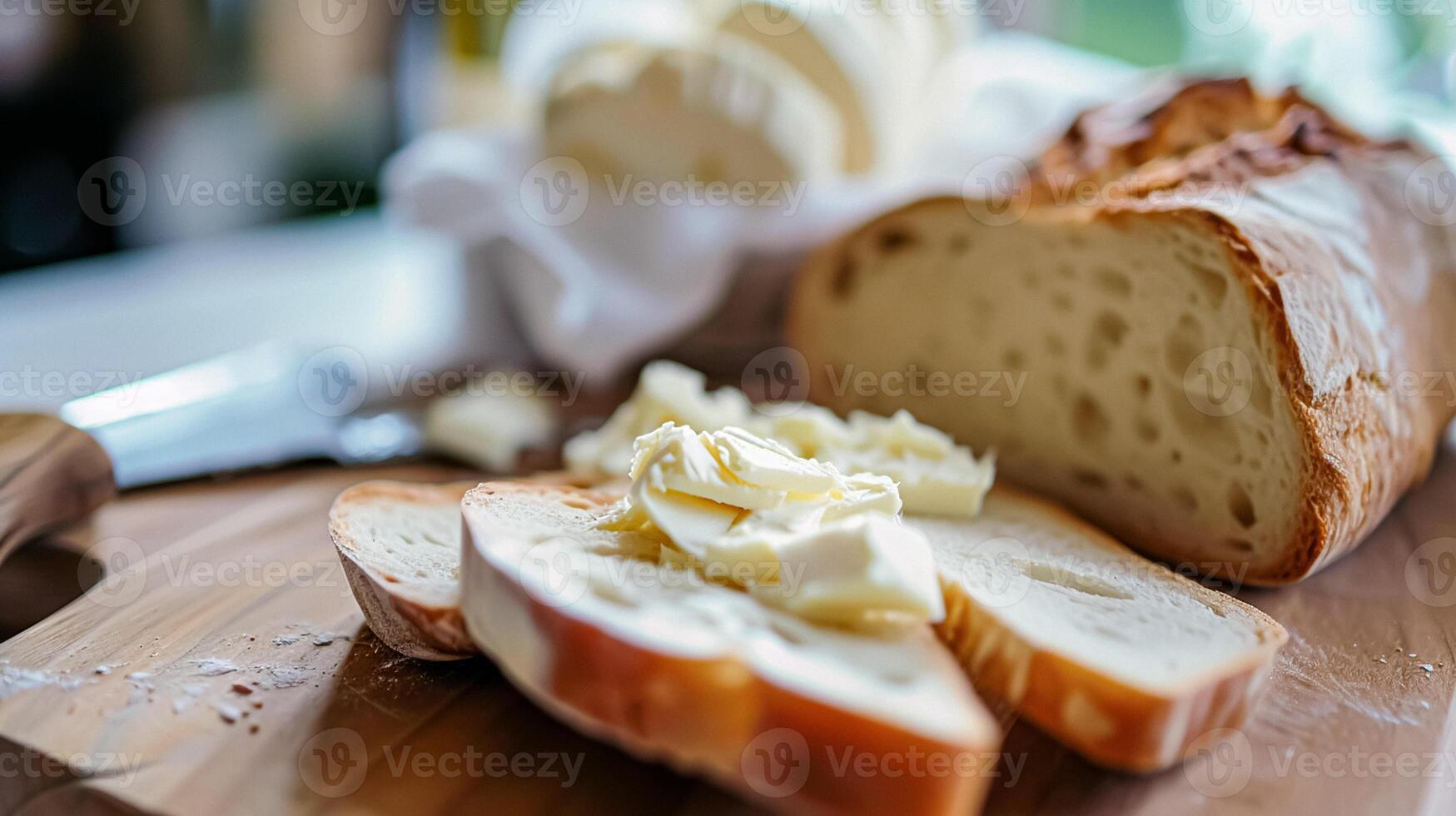 AI generated Bread and butter, homemade baking and traditional food, country life photo