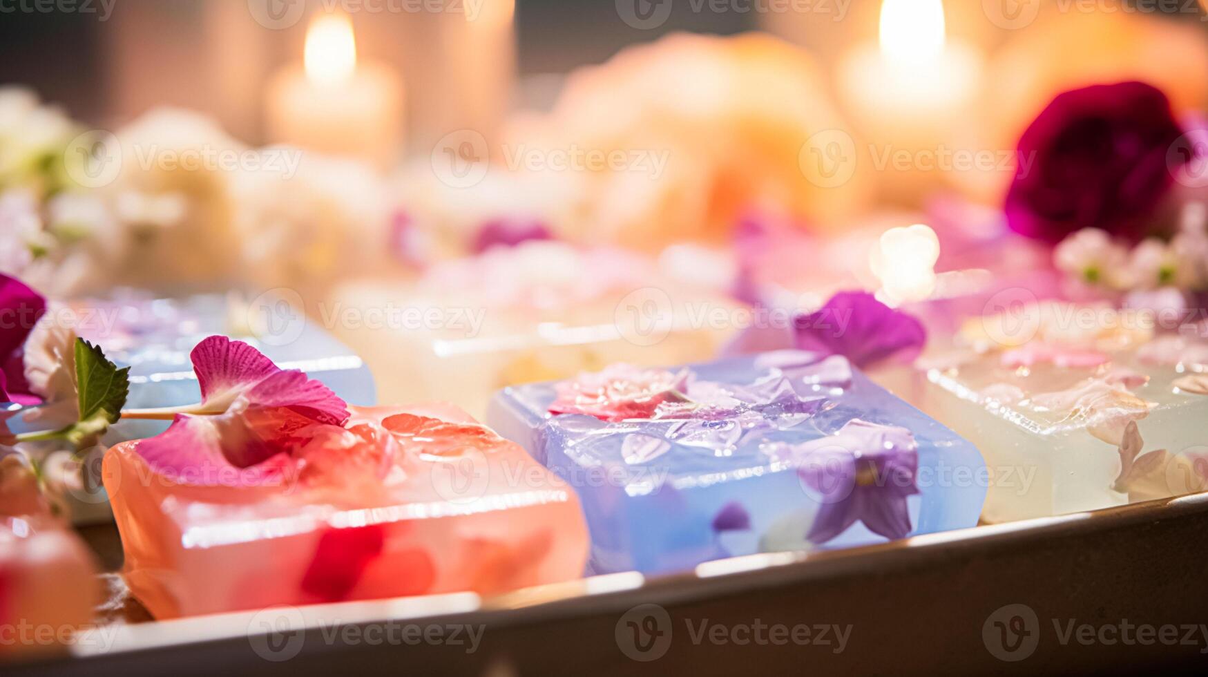 AI generated Homemade soap with floral scent photo